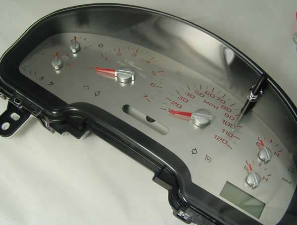 US Speedo Stainless Steel Gauge Face with Red Back and Color Match Needles - Displays - SS F 05R