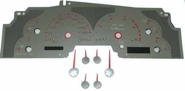 US Speedo Stainless Steel Gauge Face with Red Back and Color Match Needles - Displays - SS F 08R