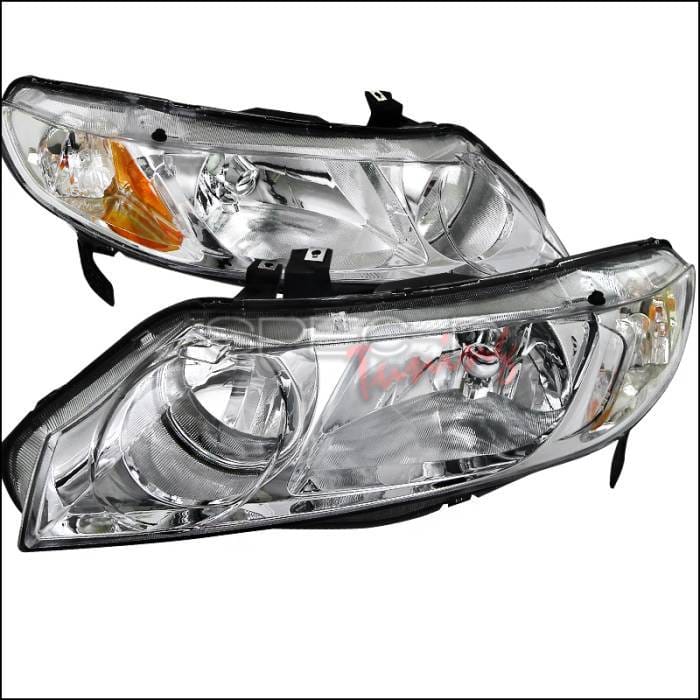 Honda Civic Spec-D Euro Headlights - Chrome Housing - 2LH-CV064-RS