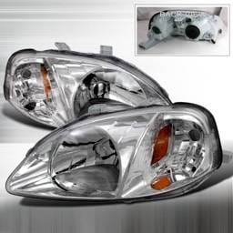 Honda Civic Spec-D Crystal Housing Headlights - Chrome - 2LH-CV99-DP