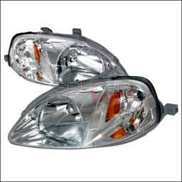 Honda Civic Spec-D Crystal Housing Headlights - Chrome - 2LH-CV99-KS