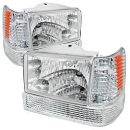 Jeep Grand Cherokee Spec-D Headlight with Corner Lights & Bumper Lights - Chrome - 2LBCLH-GKEE93-RS