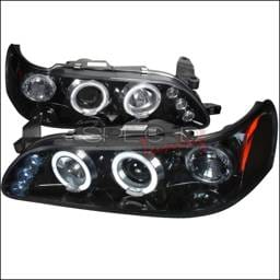 Toyota Corolla Spec-D Halo Projector Headlight Gloss - Black Housing - Smoke Lens - 2LHP-COR93G-TM