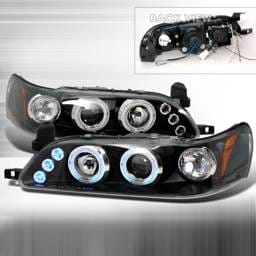Toyota Corolla Spec-D Halo LED Projector Headlights - Black - 2LHP-COR93JM-TM