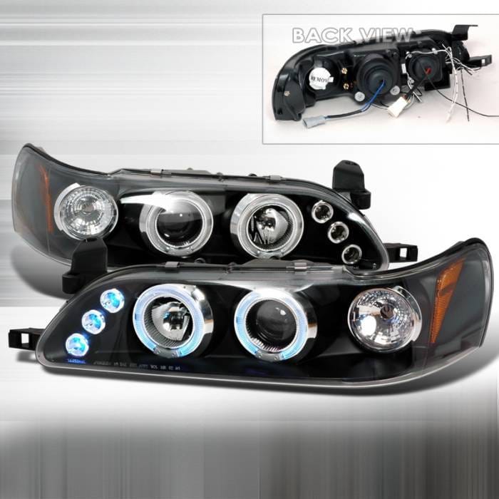 Toyota Corolla Spec-D Halo LED Projector Headlights - Black - 2LHP-COR93JM-TM