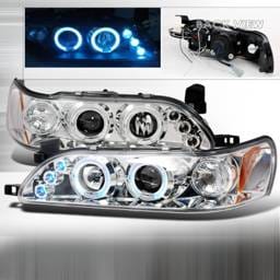 Toyota Corolla Spec-D Halo LED Projector Headlights - Chrome - 2LHP-COR93-TM