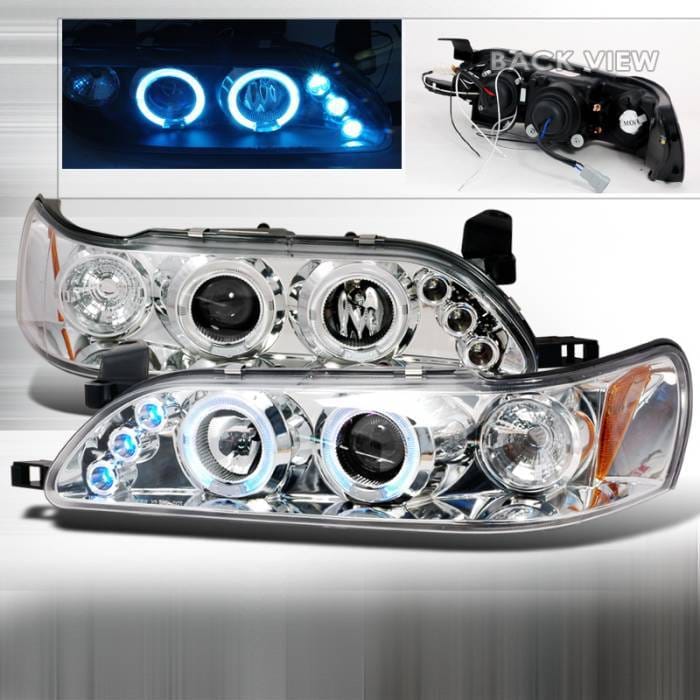 Toyota Corolla Spec-D Halo LED Projector Headlights - Chrome - 2LHP-COR93-TM