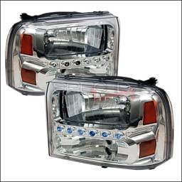 Ford F250 Spec-D Crystal Housing Headlights - Chrome - 2LH-F25099-KS