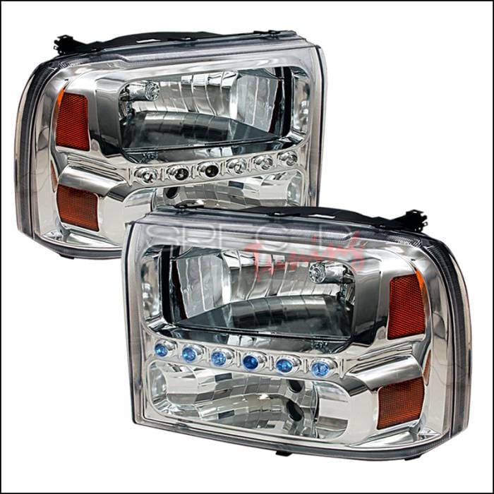 Ford F250 Spec-D Crystal Housing Headlights - Chrome - 2LH-F25099-KS