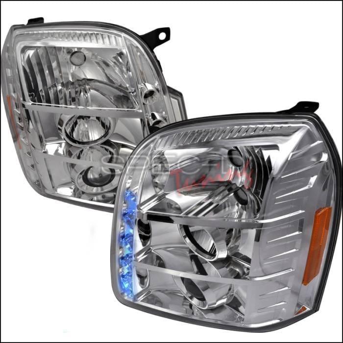 GMC Denali Spec-D Halo LED Projector Headlights - Chrome - 2LHP-DEN07-TM
