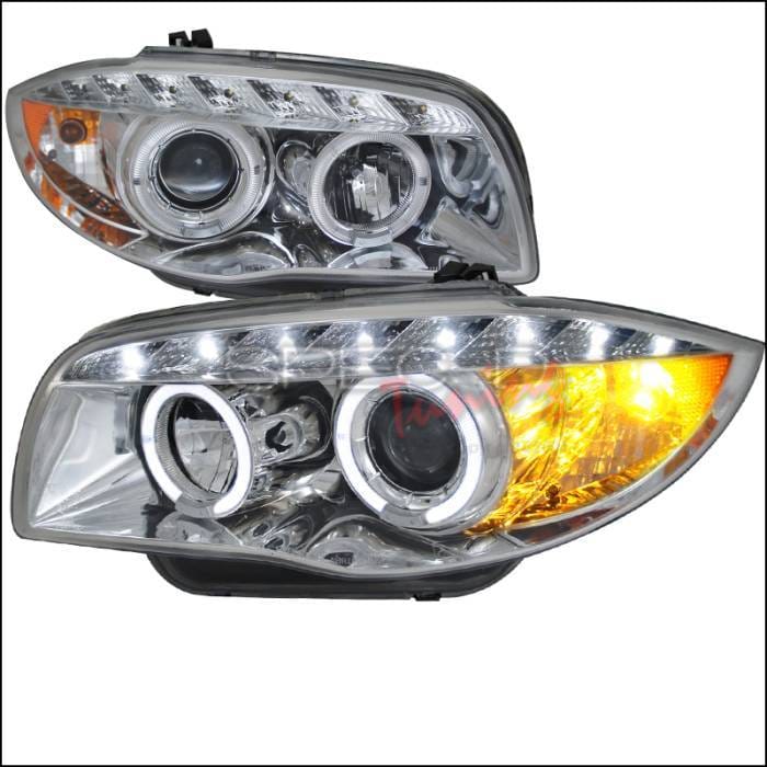 BMW 1 Series Spec-D Projector Headlights - Chrome - 2LHP-E8708-TM