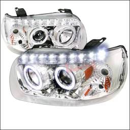 Ford Escape Spec-D Projector Headlights - Chrome with Amber Reflector - 2LHP-ECAP05-RS
