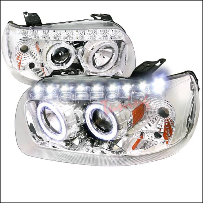 Ford Escape Spec-D Projector Headlights - Chrome with Amber Reflector - 2LHP-ECAP05-RS