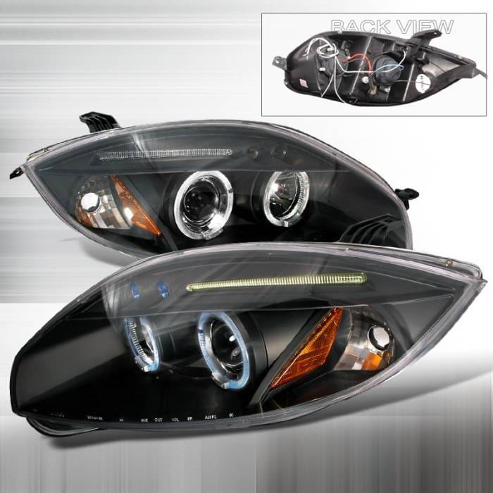 Mitsubishi Eclipse Spec-D Halo LED Projector Headlights - Black - 2LHP-ELP06JM-TM