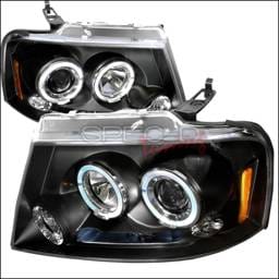 Ford F150 Spec-D Halo LED Projector Headlights - Black - 2LHP-F15004JM-TM