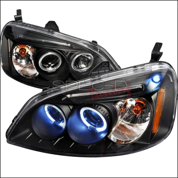 Honda Civic Spec-D Halo LED Projector Headlights - Black - 2LHP-CV01JM-TM