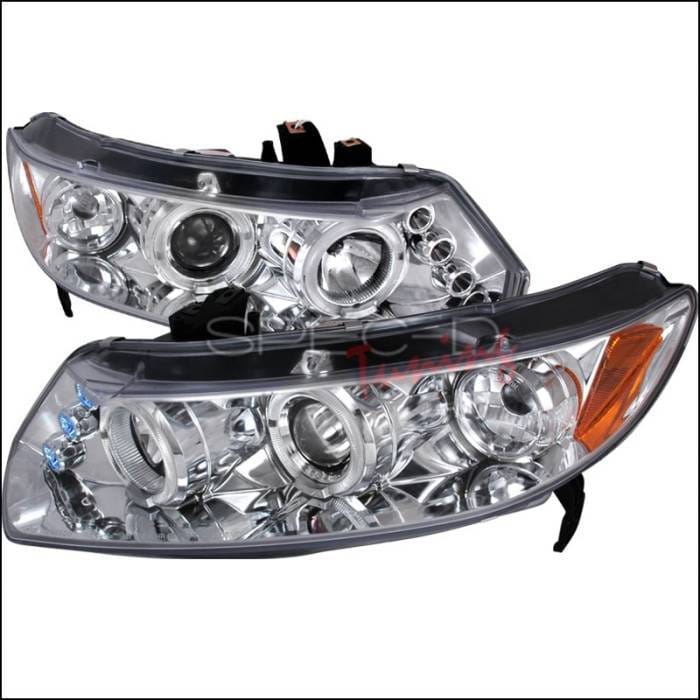 Honda Civic Spec-D Halo LED Projector - Chrome - 2LHP-CV062-TM
