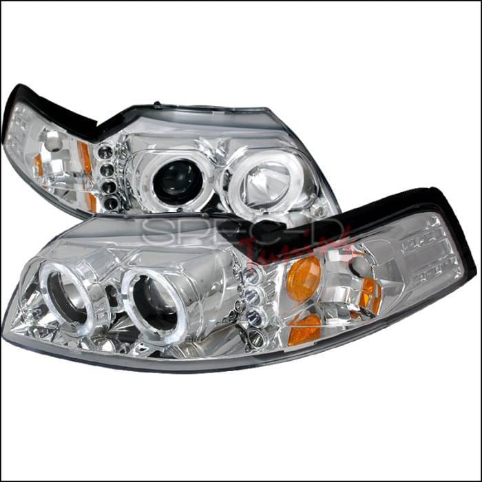 Ford Mustang Spec-D Halo LED Projector Headlights - Chrome - 2LHP-MST99-TM