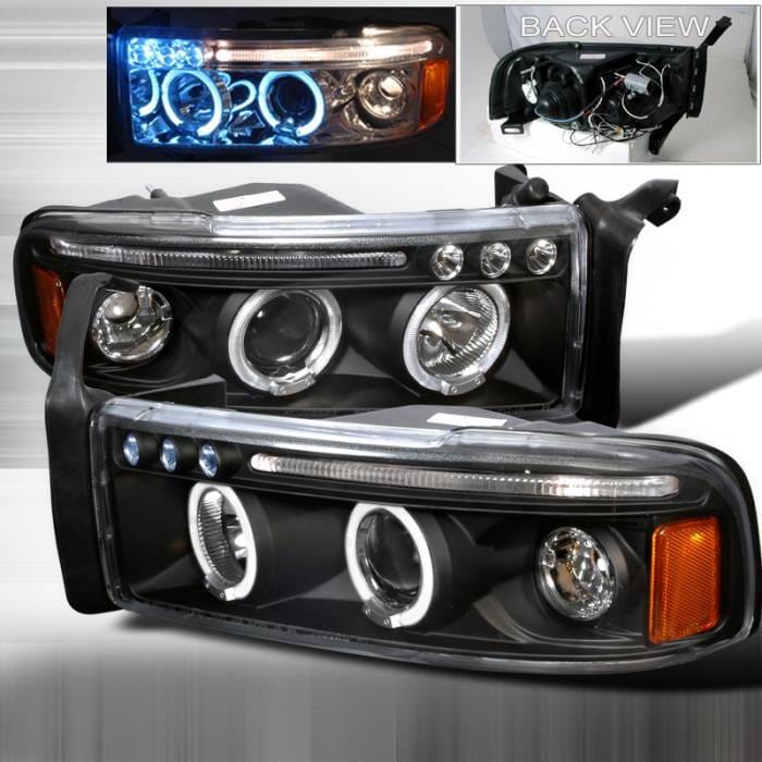 Dodge Ram Spec-D Halo LED Projector Headlights - Black - 2LHP-RAM94JM-TM