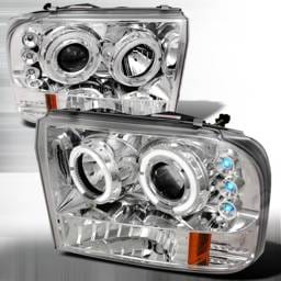 Ford F250 Spec-D Halo LED Projector Headlights - Chrome - 2LHP-F25099-TM