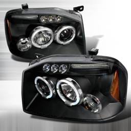 Nissan Frontier Spec-D Halo LED Projector Headlights - Black - 2LHP-FRO01JM-TM