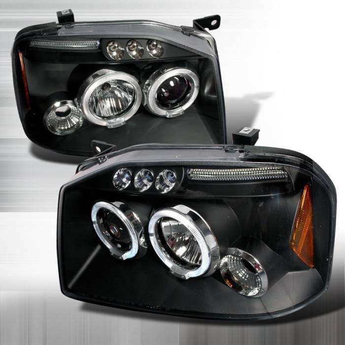 Nissan Frontier Spec-D Halo LED Projector Headlights - Black - 2LHP-FRO01JM-TM