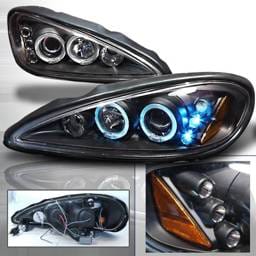 Pontiac Grand Am Spec-D Halo LED Projector Headlights - Black - 2LHP-GAM99JM-TM