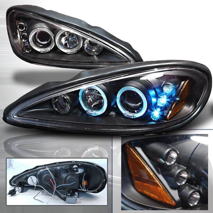 Pontiac Grand Am Spec-D Halo LED Projector Headlights - Black - 2LHP-GAM99JM-TM