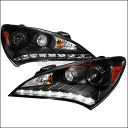 Hyundai Genesis Spec-D LED Projector Headlights - Black Housing - 2LHP-GENS210JM-V2-TM