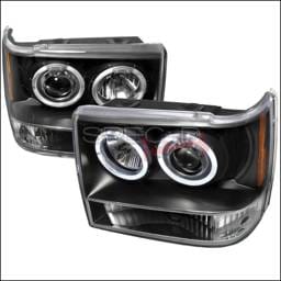 Jeep Grand Cherokee Spec-D Halo LED Projector Headlights - Black - 2LHP-GKEE93JM-TM
