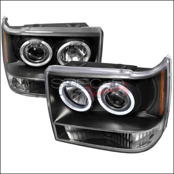 Jeep Grand Cherokee Spec-D Halo LED Projector Headlights - Black - 2LHP-GKEE93JM-TM
