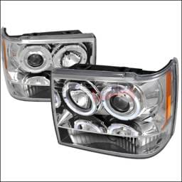 Jeep Grand Cherokee Spec-D Halo LED Projector Headlights - Chrome - 2LHP-GKEE93-TM