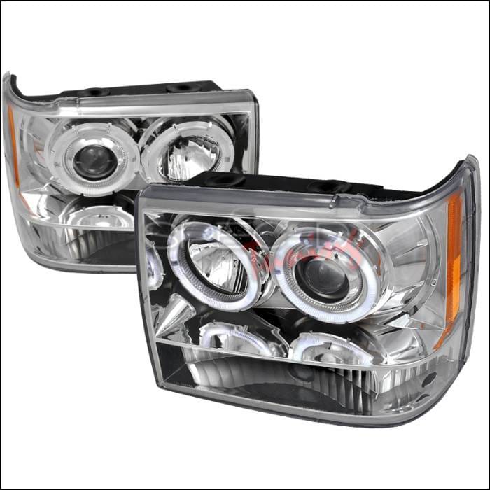 Jeep Grand Cherokee Spec-D Halo LED Projector Headlights - Chrome - 2LHP-GKEE93-TM