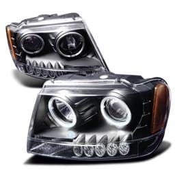 Jeep Grand Cherokee Spec-D Halo Projector Headlights - Black - 2LHP-GKEE99JM-KS