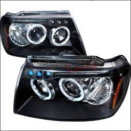 Jeep Grand Cherokee Spec-D Halo LED Projector Headlights - Black - 2LHP-GKEE99JM-TM