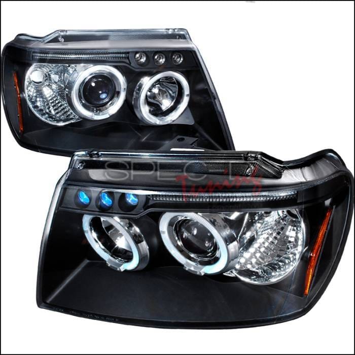 Jeep Grand Cherokee Spec-D Halo LED Projector Headlights - Black - 2LHP-GKEE99JM-TM