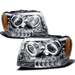 Jeep Grand Cherokee Spec-D Halo Projector Headlights - Chrome - 2LHP-GKEE99-KS