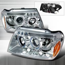 Jeep Grand Cherokee Spec-D Halo LED Projector Headlights - Chrome - 2LHP-GKEE99-TM