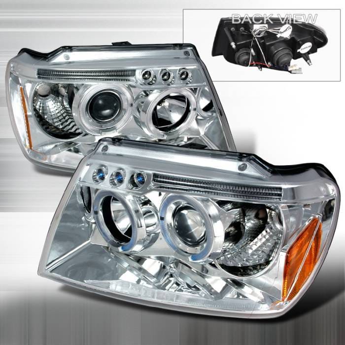 Jeep Grand Cherokee Spec-D Halo LED Projector Headlights - Chrome - 2LHP-GKEE99-TM