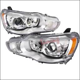 Mitsubishi Lancer Spec-D Projector Headlights - Chrome Housing - 2LHP-LAN08-DP