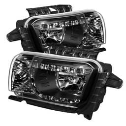 Chevrolet Camaro Spyder DRL LED Crystal Headlights - Black - 333-CCAM2010-DRL-BK