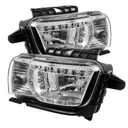 Chevrolet Camaro Spyder DRL LED Crystal Headlights - Chrome - 333-CCAM2010-DRL-C