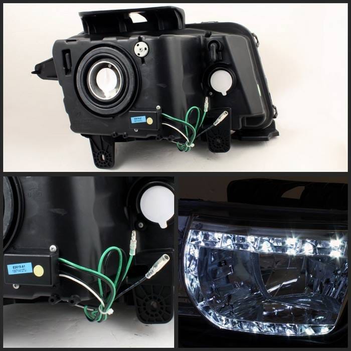 Chevrolet Camaro Spyder DRL LED Crystal Headlights - Chrome - 333-CCAM2010-DRL-C thumbnail 2