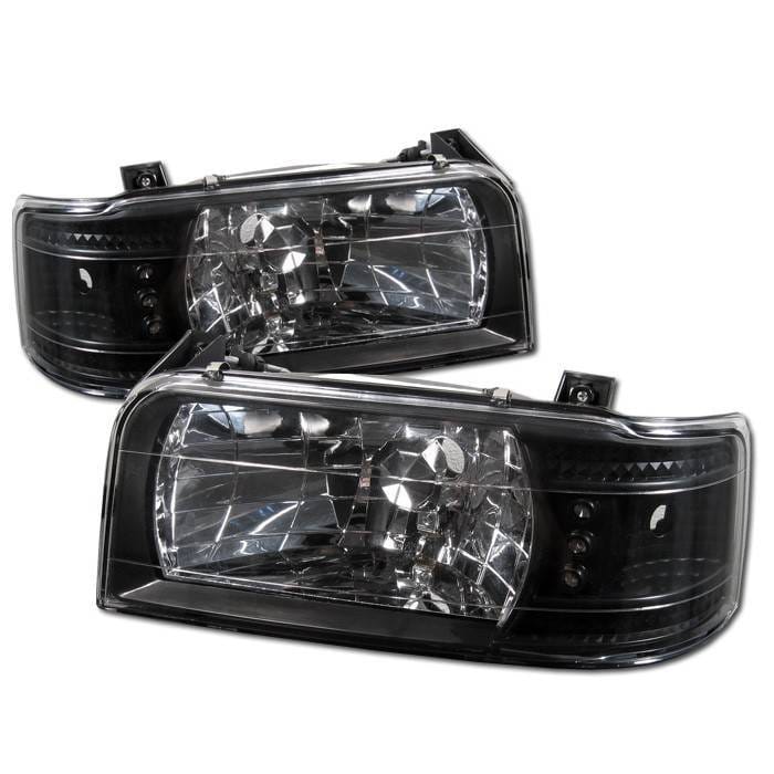 Ford Bronco Spyder Crystal Headlights - Black - 333-FB92-1PC-BK