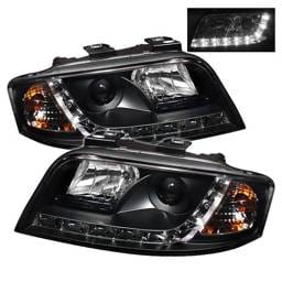 Audi A6 Spyder Projector Headlights DRL - Black - 444-ADA601-DRL-BK