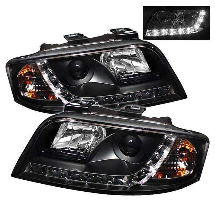 Audi A6 Spyder Projector Headlights DRL - Black - 444-ADA601-DRL-BK