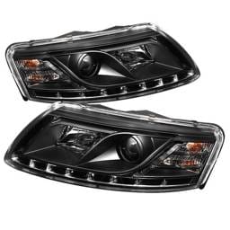 Audi A6 Spyder Projector Headlights DRL - Black - 444-ADA605-DRL-BK