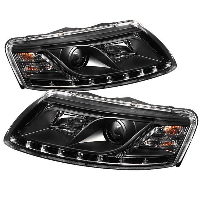 Audi A6 Spyder Projector Headlights DRL - Black - 444-ADA605-DRL-BK