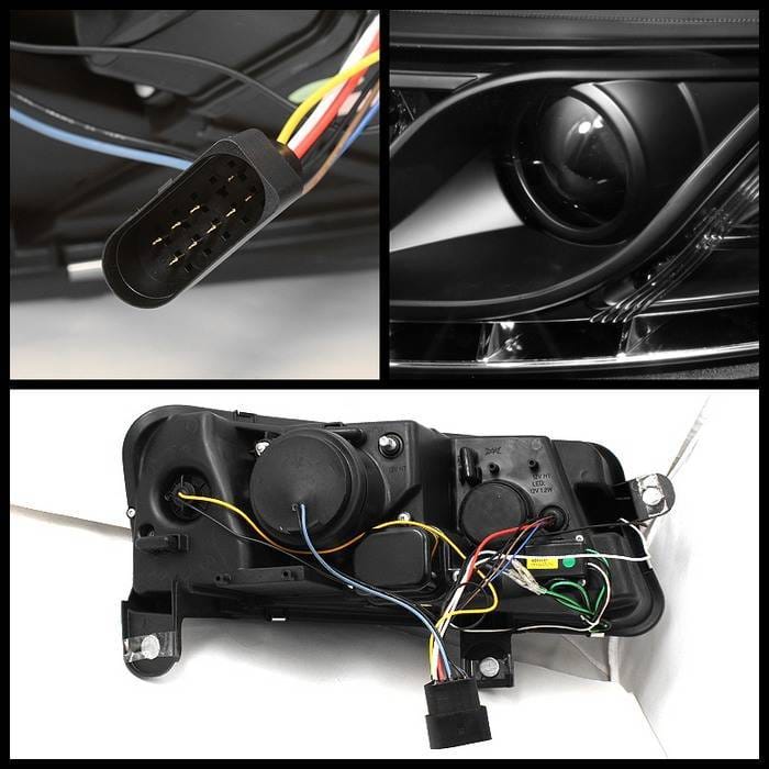 Audi A6 Spyder Projector Headlights DRL - Black - 444-ADA605-DRL-BK thumbnail 2