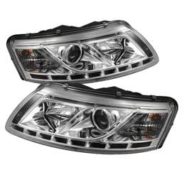 Audi A6 Spyder Projector Headlights DRL - Chrome - 444-ADA605-DRL-C